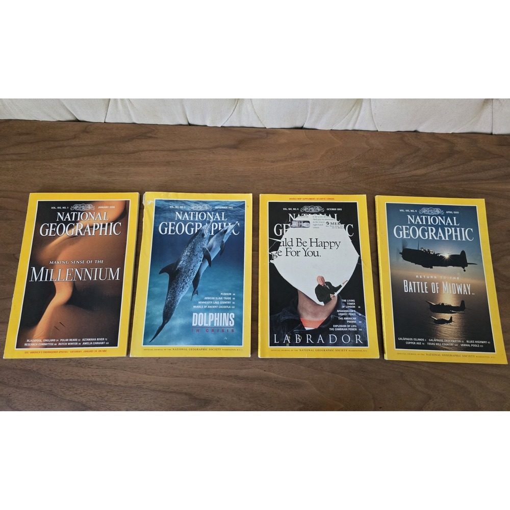 Lot of 4 Vintage National Geographic Magazines 1992 1993 1998 1999